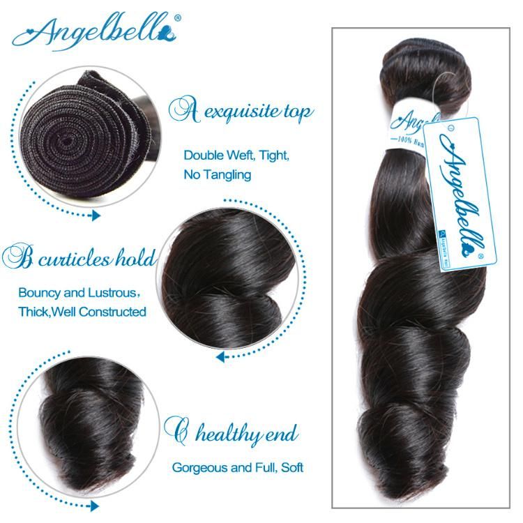 Angelbella 100% Indian Human Hair Weaving Loose Wave Remy Hair Weft