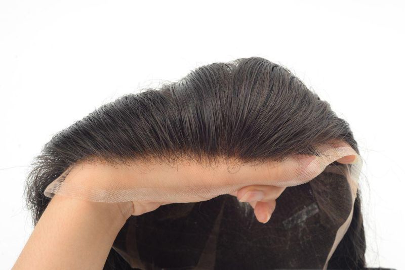 Full Lace Toupee with Clip Virgin Human Hair Swiss Lace