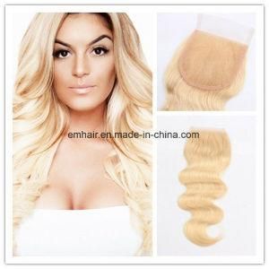 Wholesale High Quality Stock 4X4 Body Wave Virgin Hair Free Parting Lace Closure 613 Blond Hair