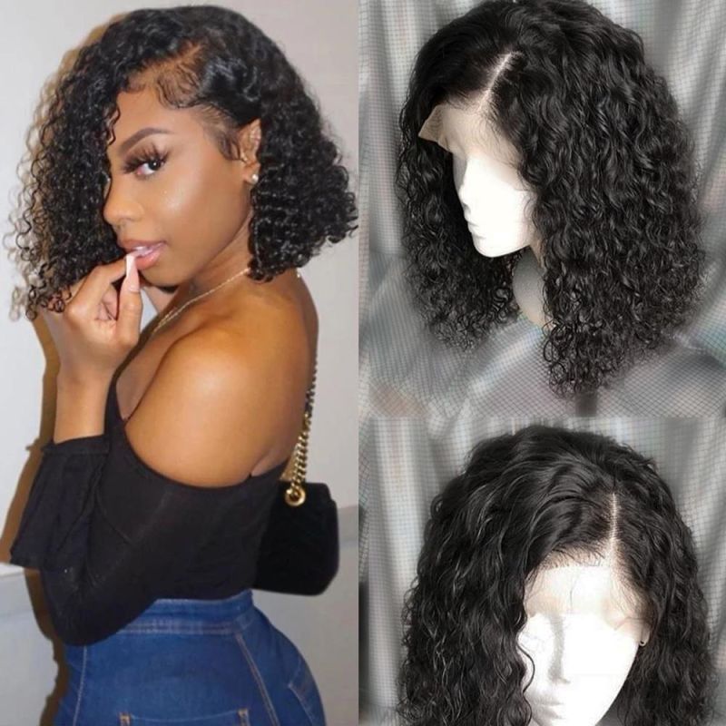 Wholesale Jerry Curly Bob Hair Wigs 13X4 Lace Frontal Bob Hair Wigs 150 Density Brazilian Virgin Human Hair Wigs 8 Inch