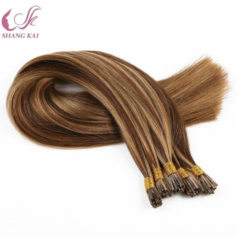 High Quality Unprocessed Virgin Raw Brazilian Hair Extension Stick Double Drawn I Tip Hair