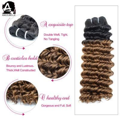 Angelbella Peruvian Hair 3 Bundles with Closure Ombre Deep Wave Remy Human Hair