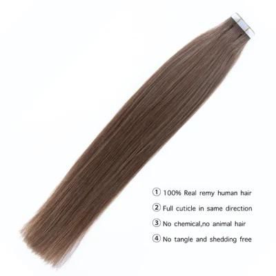 Straight PU Skin Weft Tape Adhesives Remy Human Hair Extensions Remy Tape Human Hair Adhesive Extension 12&quot; 16&quot; 20&quot; 20PCS Hair