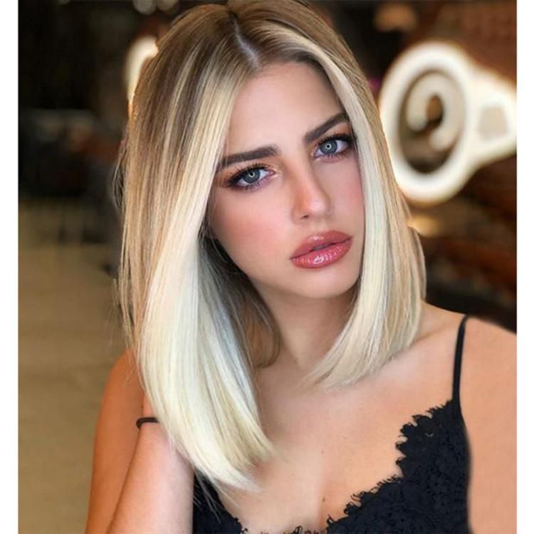 European and American Middle Part Short Bob Gradient Light Blond Synthetic Wigs