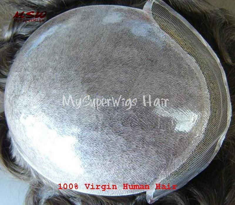 2022 Single Knotting Hair Clear Thin Poly Base Men′ S Hairpiece