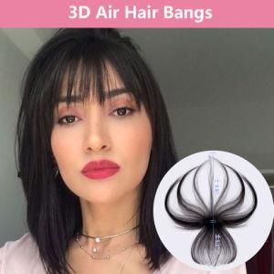 Viviabella Clip in Hair Bangs 3D Clip-on Bangs Topper Real Hair Air Bangs One Piece Clip in Hair Topper/Hair Fringe (3D Hand Made, Natural Black)