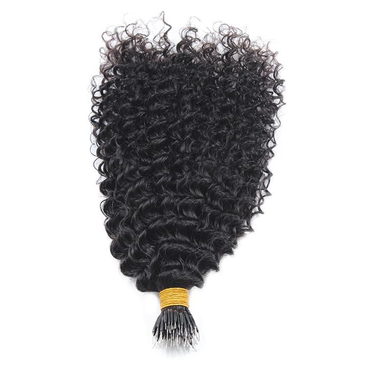 10A Grade Brazilian Human Extension Virgin Kinky Curly Nano Ring Remy Hair Weft