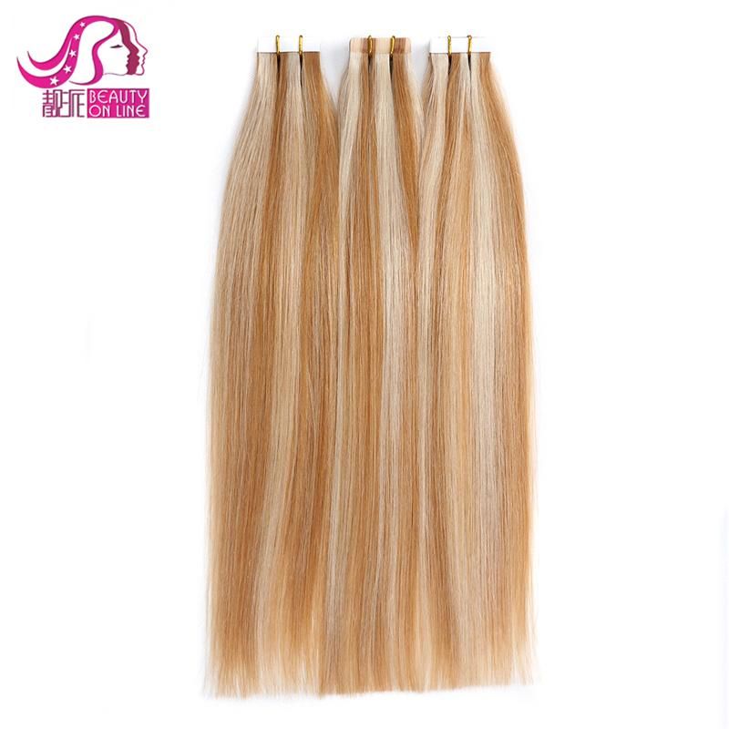 Tape in Human Hair Extension, Natural Double Drawn Tape Hair Extension 16"-24" 20PCS/Lot Brazilian PU Hair, Remy Skin Weft Hair