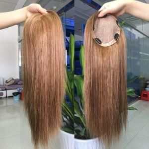 Real Silk Base Toupee Hair Piece for Baldness Women Human Hair Kippah Fall Jewish Wig Topper