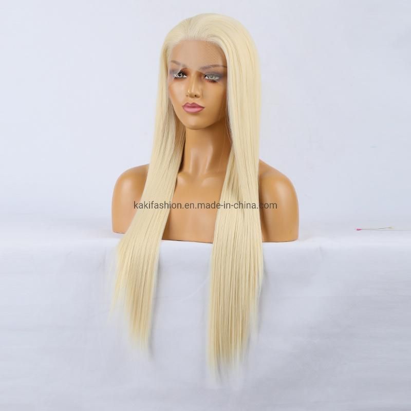 Natural Wig 613# Synthetic Fiber Front Lace Long Straight Hair Matte High Temperature Silk Wig