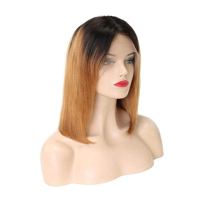 Remy Hair Short Bob Straight T1b30 Brown 13*4 Transparent Lace Frontal Human Hair Wig Bob Short Hair Women Human Hair 150% Density with 10inch