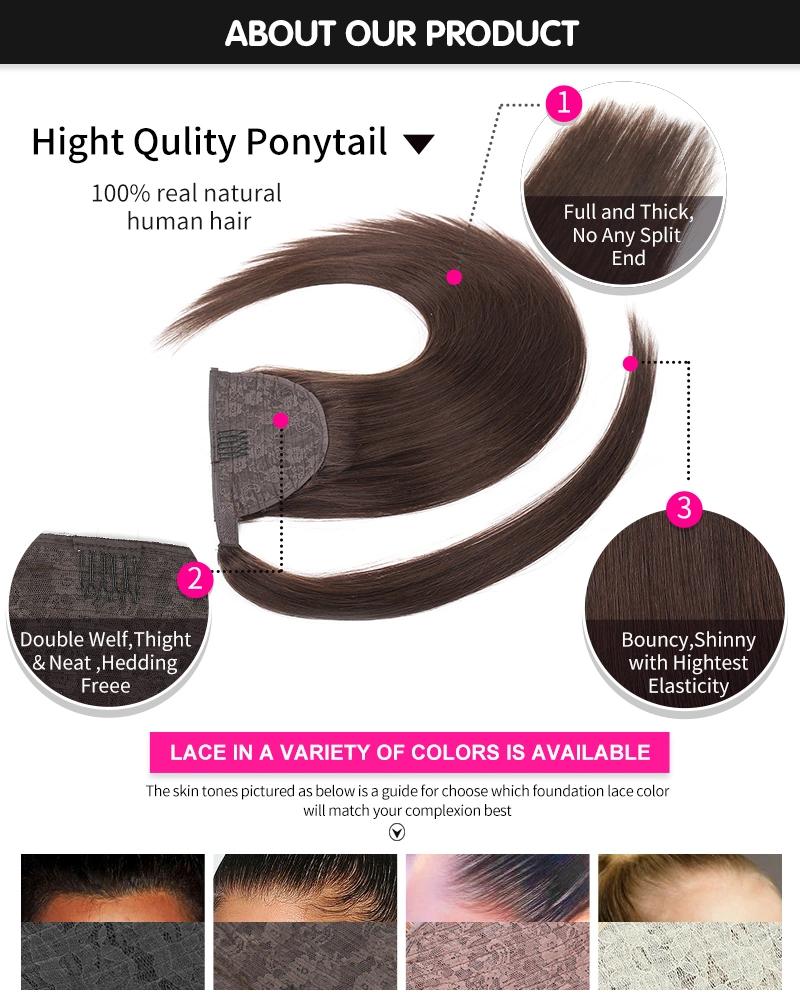 Brazilian Natural Straight 100% Human Hair Ponytail