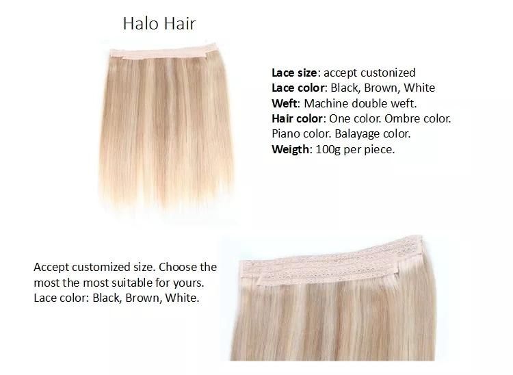 Wholesale Raw Unprocessed 100% Cuticle Aligned European Halo Hair Extensions with Clip #P1/2