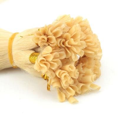 Blond and Straight Keratin Nail Tip Hairpiece for Women