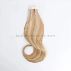 Double Drawn Human Hair Extensions Silky Straight Remy Human Hair on Adhesives Tape PU Skin Weft