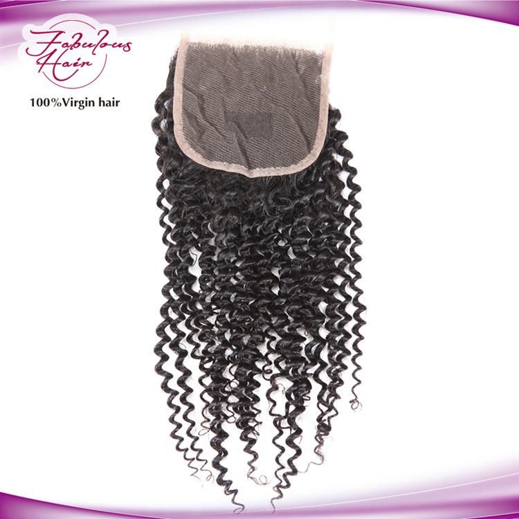 4*4 Kinky Curly Brazilian Natural Human Virgin Hair Lace Closure