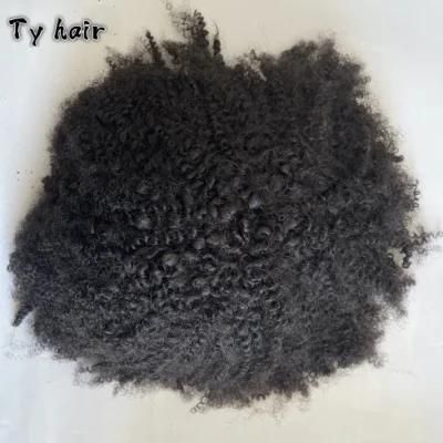 African-American Afro Toupee Lace 6mm Wave Hair Units Black Mens Wigs 8*10 Inch Size #1b