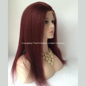28&quot; Superior Silk Straight Remy Hair Front Lace Wigs #Dark Red #99j
