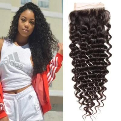 Kbeth Best Selling Raw Indian Human Hair 4X4 Lace Closure 12-24 Inch Deep Wave Lace Closure 100% Virgin Hair Closure Lace