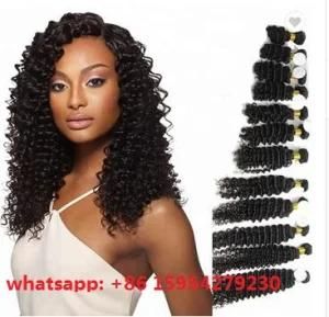 Human Hair Weft Extension Deep Wave Natural Color