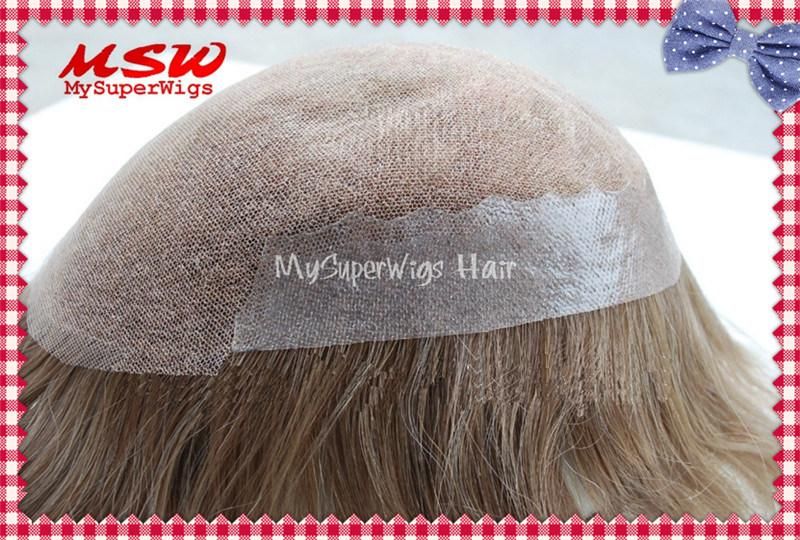 2022 French Lace Human Hair Toupee with Poly Binding