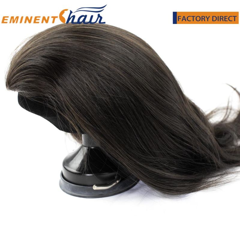 Human Hair All Backwards Fine Mono with Clear PU All Around Hairpiece for Women