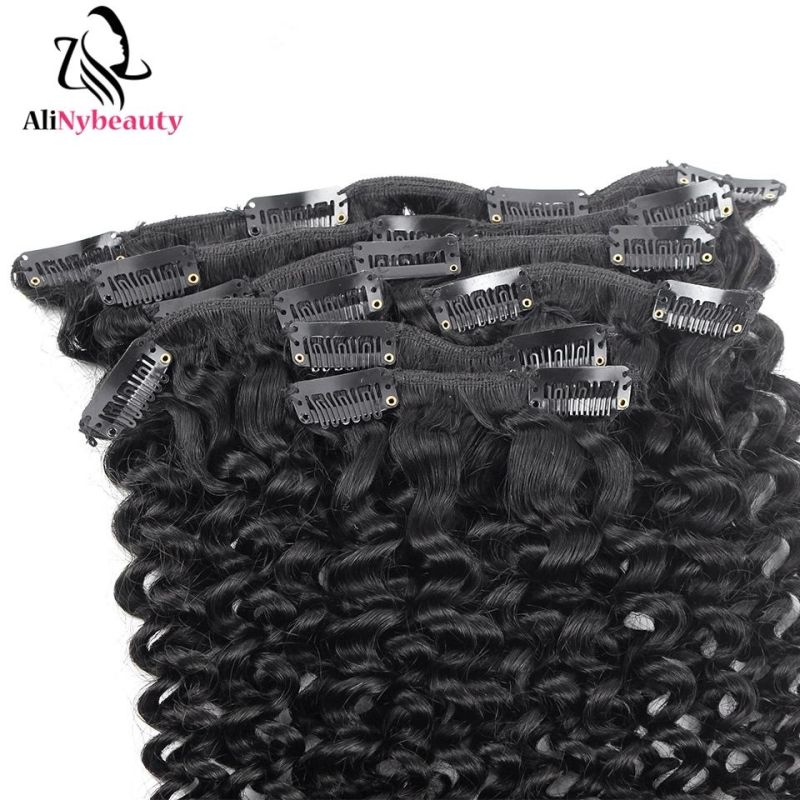 Alinybeauty Jerry Curly Peruvian Clip in Human Hair Extensions 7 Pieces/Set