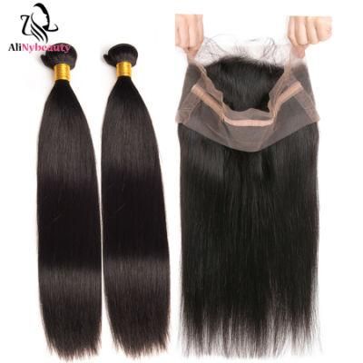 Cuticle Aligned Hair Weave Ear to Ear Bundles with 360 Lace Frontal