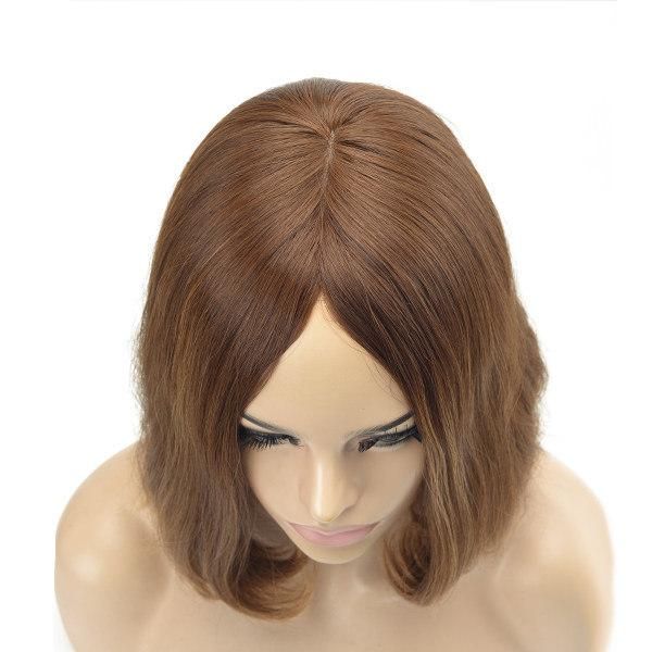 No Layer Natural Straight Middle Length Natural Female Hair Toupee