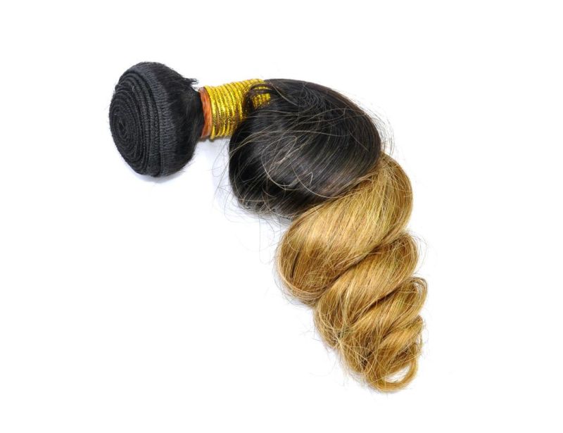 Brazilian Ombre Remy Human Hair Weft at Wholesale Price with SGS Approved (Loose Wave #1B/27)