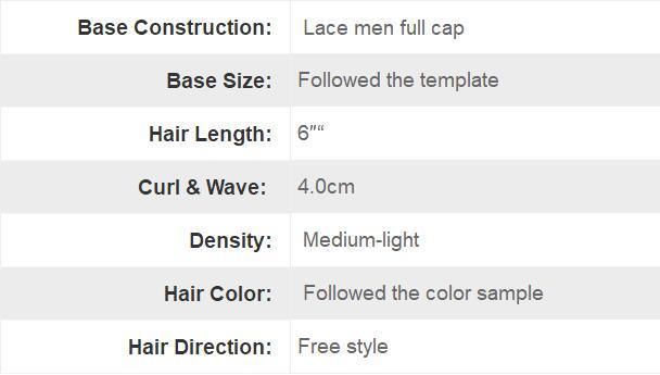 French Lace Luxury Real Human Hair Men′s Toupee