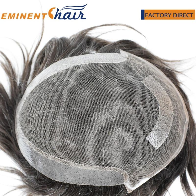 Human Hair Natural Hairline Men′s Lace Toupee