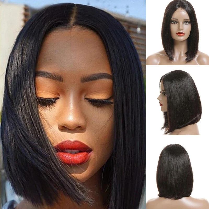 Wholesale Price Short Straight Bob Hair Wigs 4X4 Lace Front Bob Hair Wigs 150 Density Brazilian Virgin Human Hair Wigs 10inch