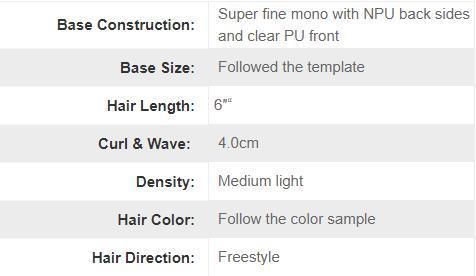 Super Fine Mono (#41 net) with Npu Back Sides and Clear PU Front Remy Hair Toupee