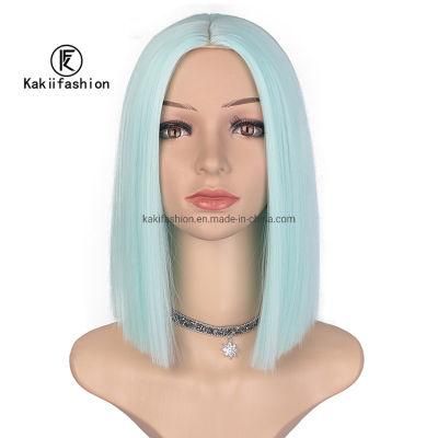 Heat Resistant Synthetic Fiber Hair Wigs for White Black Women Short Middle Part Straight Nature Bob Wigs