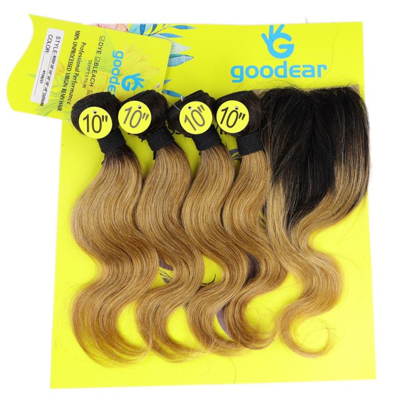 Ombre T1b/27# Brazilian Body Wave Human Hair Bundles with Closure