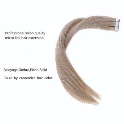 Russia Storage Tape Hair Extensions Straight Machine Remy Blonde Tape PU Skin Weft Invisible 40PC 22inches Human Hair