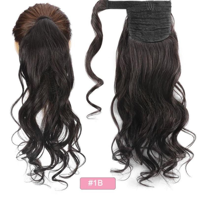 Ponytail Human Hair Wrap Around Machine Remy Hair Extensions