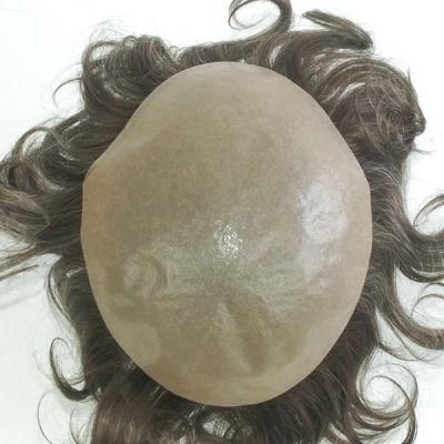 PU Coating with Double Split Knots All Over Human Hair System for Men