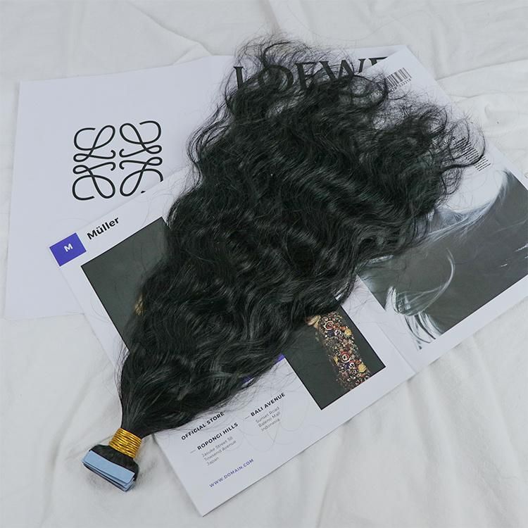 100% Raw Double Drawn Human Hair Remy Virgin Natural Wavy Tape in Hair Extension