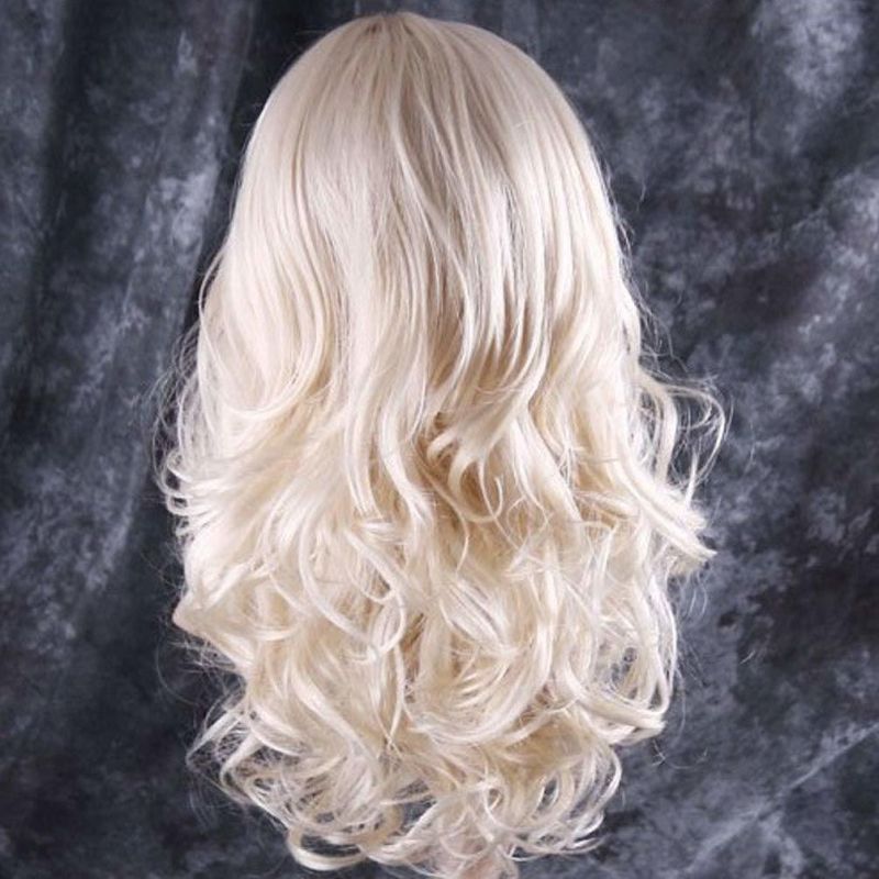 Long Curly Blonde Hair Wig Party Perruque (Blonde)