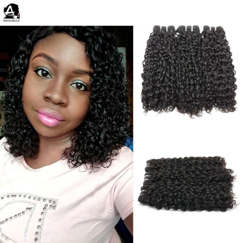 Angelbella Raw Mink Brazilian Human Hair Weave Black Color Pixie Curl Double Drawn Remy Hair