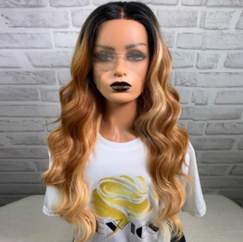 Long Wavy Wigs for Women Blonde Wig with Brown Synthetic