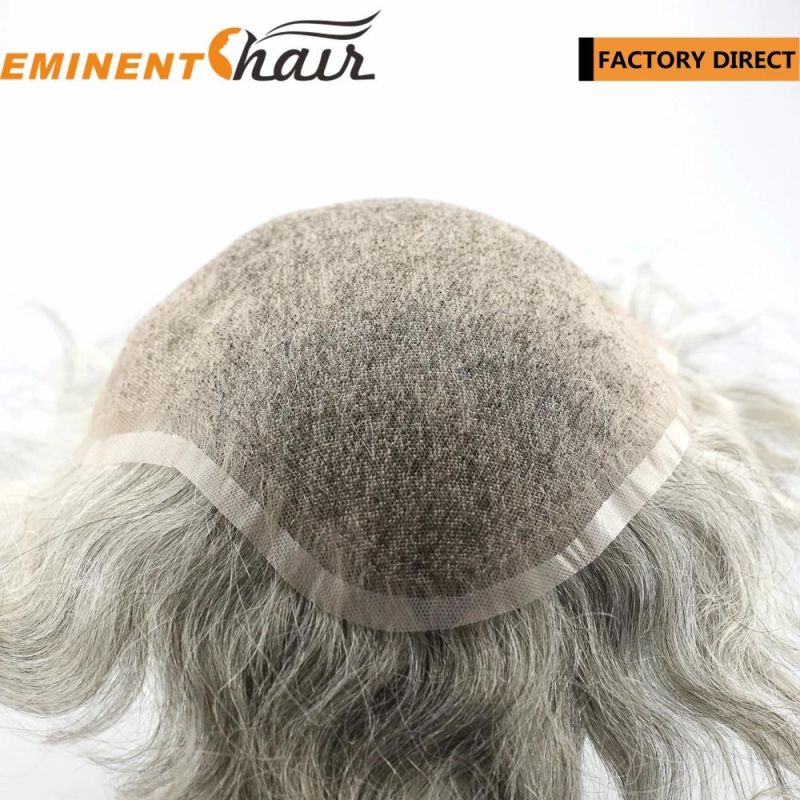 Custom Indian Hair Lace Base Human Hair Replacement Men′s Toupee