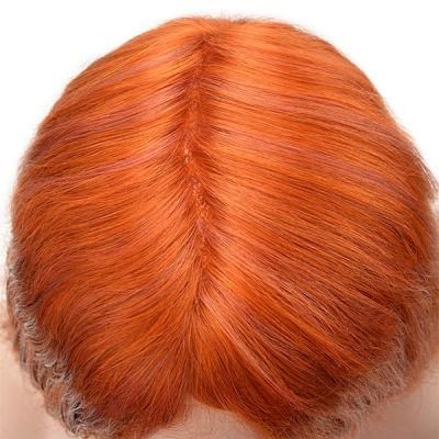 High Quality Red Color Long Hair Full French Lace Natural Human Hair Toupee