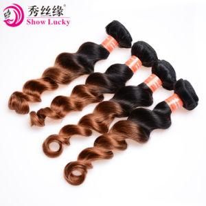 Large Stock 8A Loose Wave Natural Black Root Brown Ombre Color Brazilian Human Hair Weft