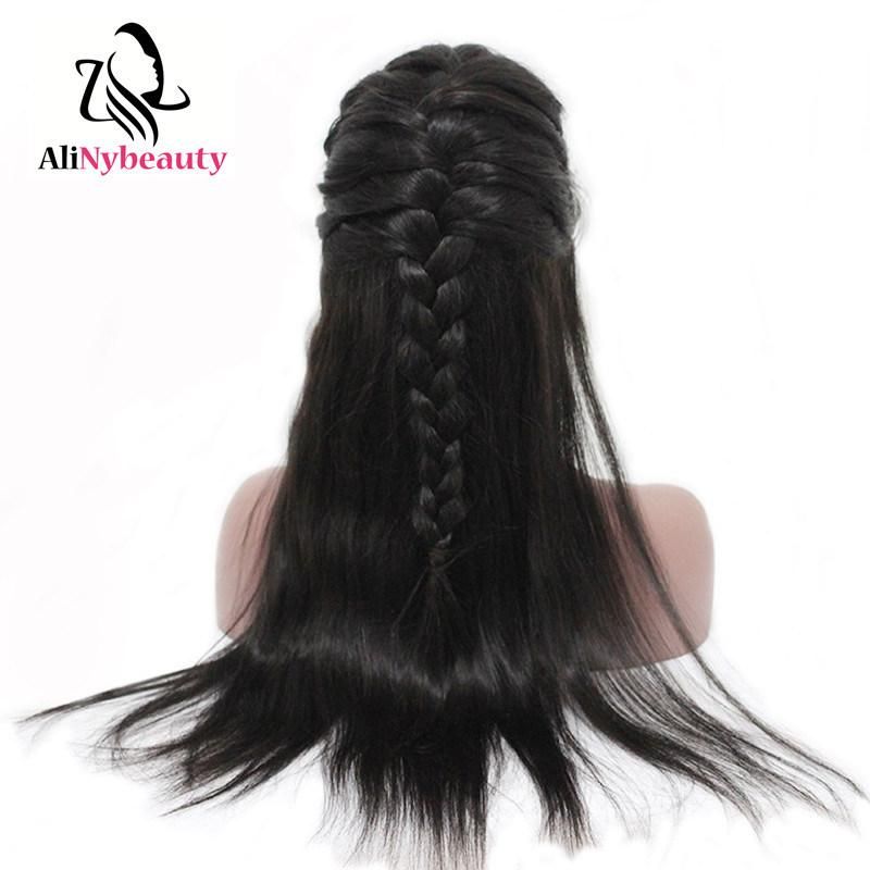 Alinybeauty Virgin Brazilian Human Hair Natural Straight Full Lace Wig