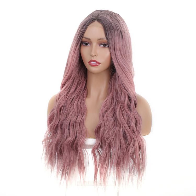 Long Synthetic Lace Ombre Pink Wigs Women Natural Body Wave Hair Wigs
