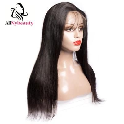 Alinybeauty Virgin Brazilian Natural Straight Human Hair Full Lace Wig