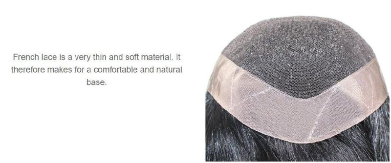 Real Human Natural Hair - French Lace Base - Men′s Hair Replacement System - Hair Loss